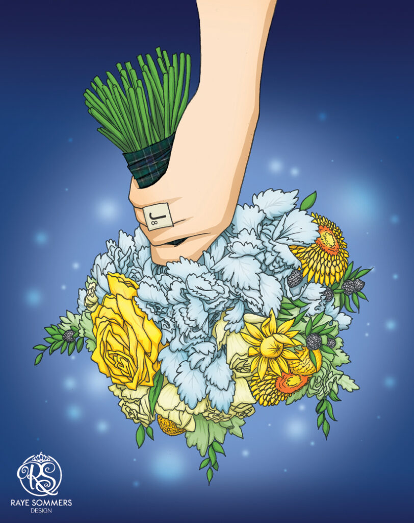 Wedding bouquet illustration commission