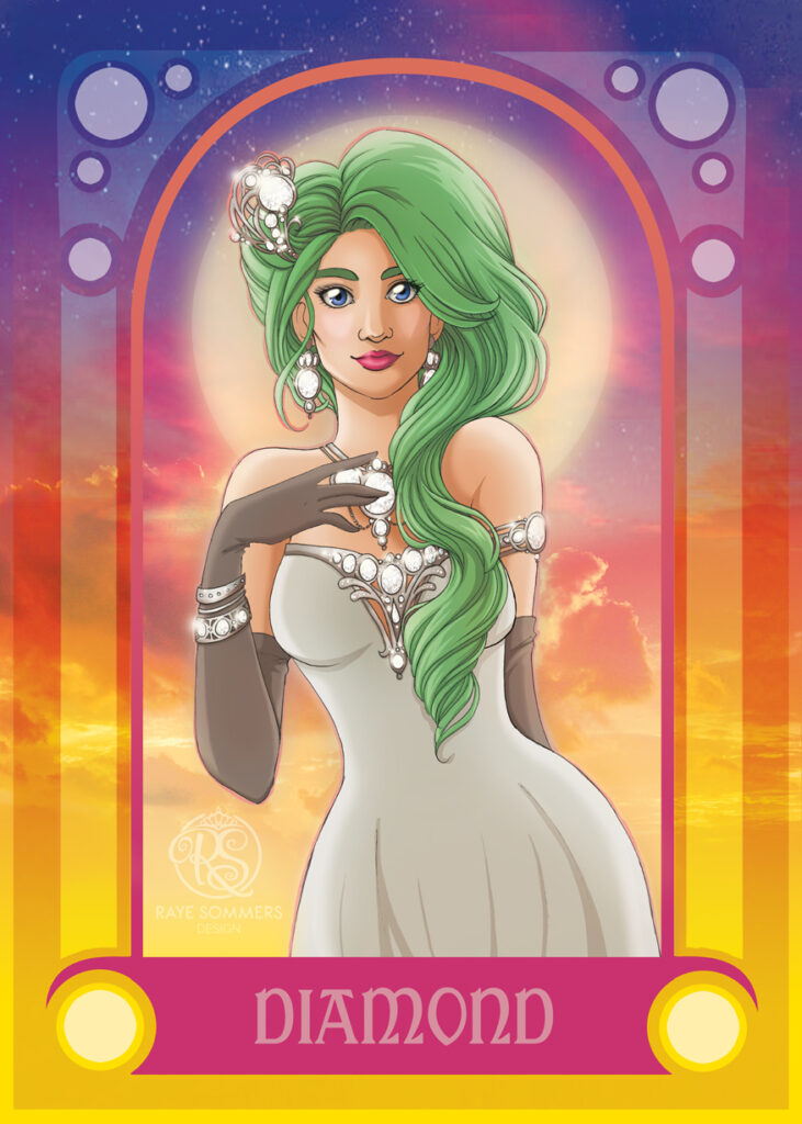 Illustration of a personification of the diamond gemstone