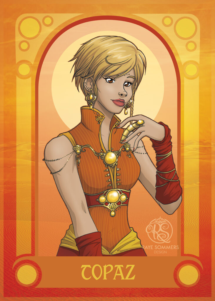 Illustration of a personification of the topaz gemstone