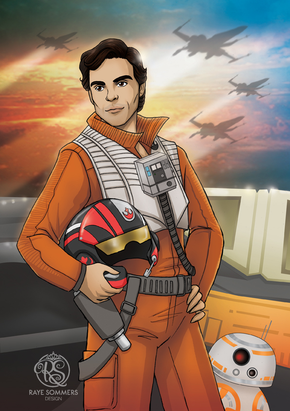 Illustration of Poe Dameron and BB8 from Star Wars