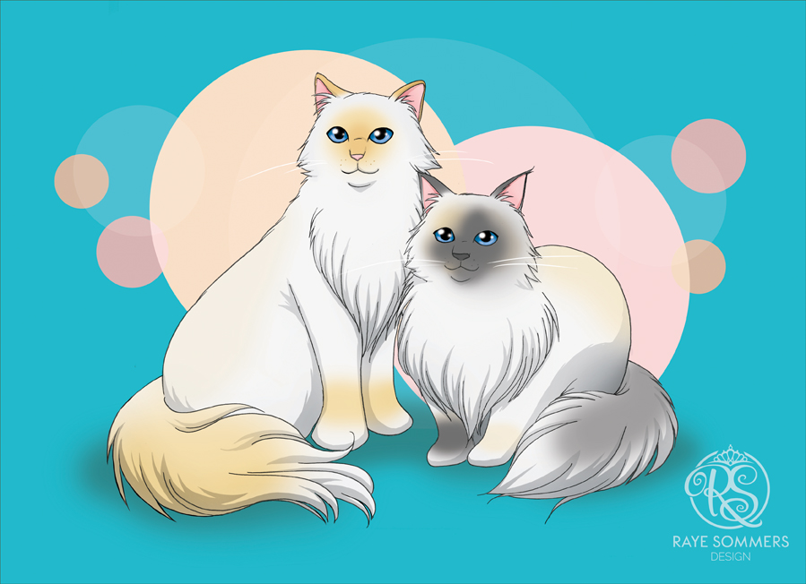 Illustration of 2 cats