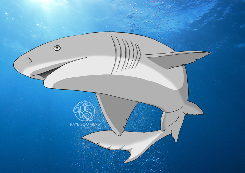 Illustration of a sevengill shark