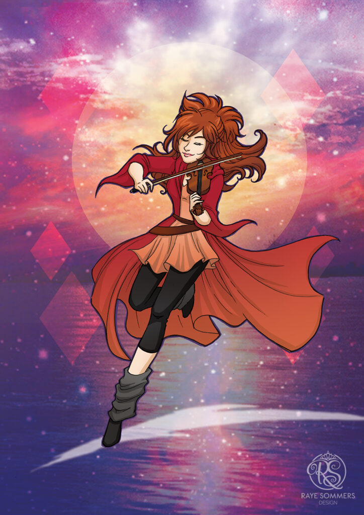 Illustration of violinist Lindsey Stirling