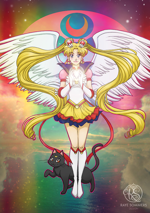 Eternal Sailor Moon/Tsukino Usagi and Luna from Sailor Moon